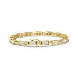 10K Yellow Gold 2.0 Cttw Invisible-Set Princess Cut Diamond Rectangular Link Bracelet (I-J Color, SI2-I1 Clarity) - 7"