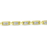 10K Yellow Gold 2.0 Cttw Invisible-Set Princess Cut Diamond Rectangular Link Bracelet (I-J Color, SI2-I1 Clarity) - 7"