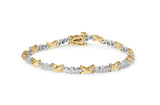 10K Two-Tone Gold 1/2 Cttw Diamond Alternating 3 Stone and X-Link 7" Bracelet (I-J Color, I2-I3 Clarity)