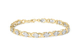 10K Yellow Gold 1.00 Cttw Diamond Cluster X Link Tennis Link 7.50" Bracelet  (I-J Color, I2-I3 Clarity)