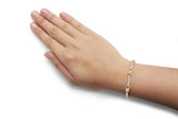 10K Yellow Gold 1.00 Cttw Pave Set Diamond Bar and  X-Link 7" Bracelet (I-J Color, I3 Quality)