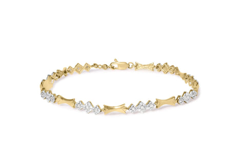 10k Gold 1/3 Cttw Diamond Miracle Set Alternating Bar and Link Bracelet (I-J Color, I1-I2 Clarity) - 7.75