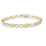 10K Two Tone Gold 1.00 Cttw Channel Set Baguette Diamond Chevron Wave Link 7" Bracelet (I-J Color, I2-I3 Clarity)