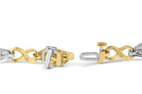 10K Two Tone Gold 1.00 Cttw Channel Set Baguette Diamond Chevron Wave Link 7" Bracelet (I-J Color, I2-I3 Clarity)