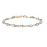 10K Yellow Gold 1.00 Cttw Diamond 3 Stone 7" Tennis Bracelet (H-I Color, I2-I3 Clarity)