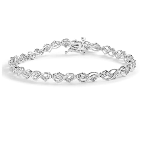 10k White Gold 1/2 Cttw Diamond Infinity Weave Link Bracelet (I-J Color, SI2-I1 Clarity) - 7