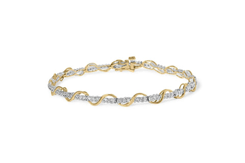 10k Two-Tone Gold 1/2 Cttw Diamond Spiral Over Link Bracelet (I-J Color, I2-I3 Clarity) 7