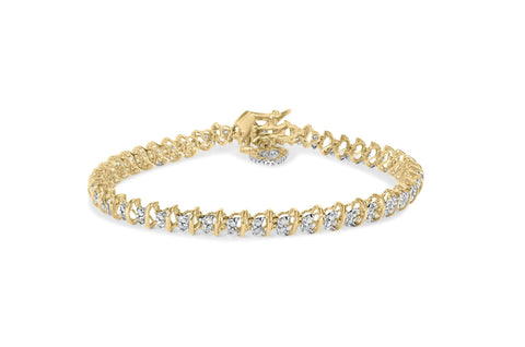 10K Yellow Gold 1.00 Cttw Diamond Spiral Link 7