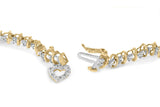 10K Yellow Gold 1.00 Cttw Diamond Spiral Link 7" Bracelet with Heart Charm (H-I Color, I3 Clarity)