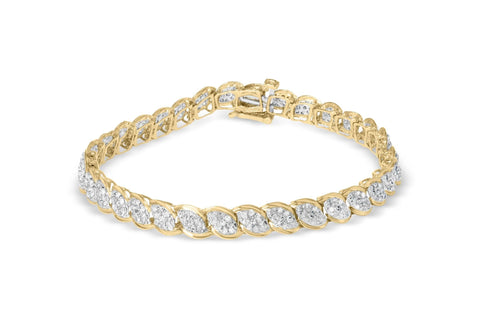 10K Yellow Gold 2.00 Cttw Round-Cut Diamond Link 7.5