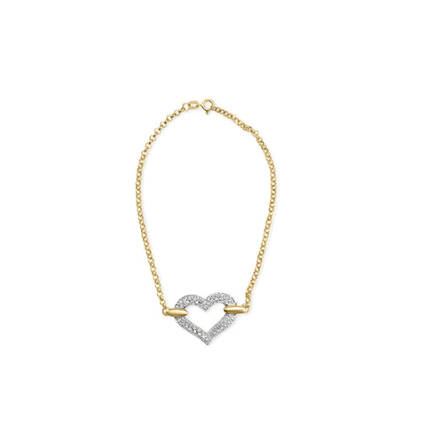 10K Two Tone Gold 1/4 Cttw Diamond Encrusted Heart Charm 7