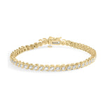 10K Yellow Gold 2.00 Cttw Round-Cut Diamond S-Link 7" Bracelet (J-K Color, I1-I2 Clarity)