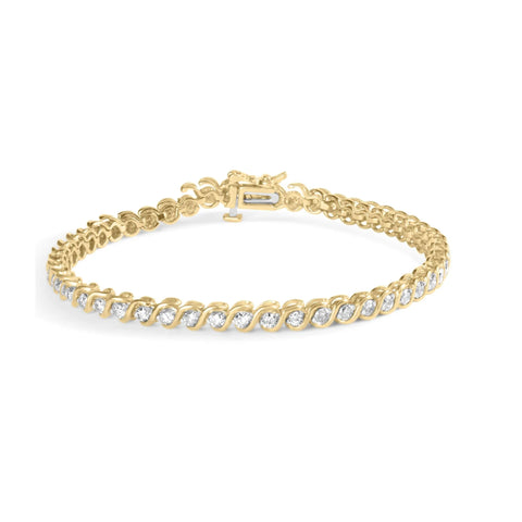 10K Yellow Gold 2.00 Cttw Round-Cut Diamond S-Link 7