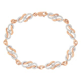 10K Rose Gold 1.0 Cttw Diamond Infinity Loop and Swirl Link Bracelet (I-J Color, I2-I3 Clarity) - 7.25" Inches