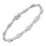 10k White Gold 2.0 Cttw Round and Baguette-Cut Diamond X-Link Tennis Bracelet (I-J Color, I2-I3 Clarity) - 7"