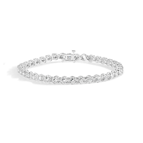 10K White Gold 3.00 Cttw Miracle Set Diamond Bezel Link Style Tennis Bracelet (H-I Color, I2-I3 Clarity) - 7.5