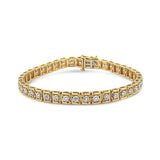 10K Yellow Gold 4.00 Cttw Round-Cut Diamond Link 7.25" Bracelet (K-L Color, I1-I2 Clarity)