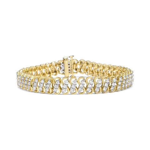 10K Yellow Gold 4.0 Cttw Diamond Triple Row Infinity 7