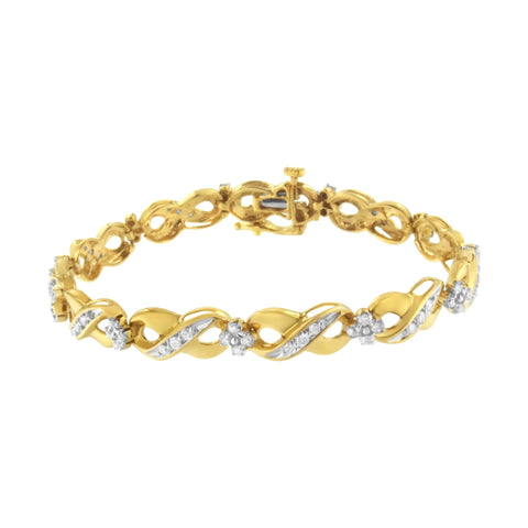 10 Karat Yellow Gold 1 CTTW Round Cut Diamond Infinite Love Bracelet