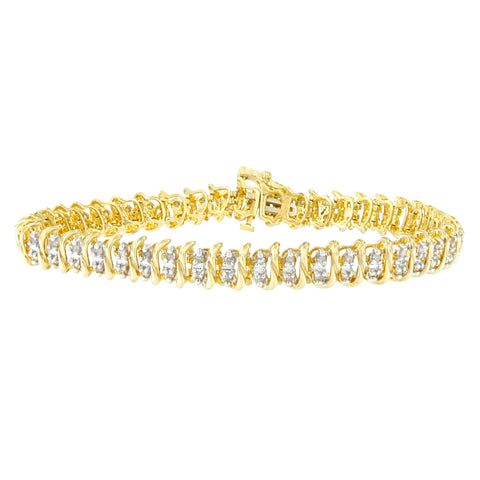 10 Karat Yellow Gold 1 CTTW Round Cut Diamond S-Curve Bracelet