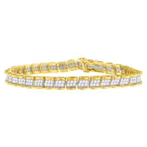 10 Karat Yellow Gold 2 CTTW Round Cut Diamond Diagonal Link Karat Bracelet