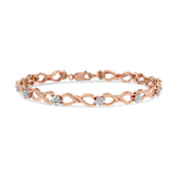 10 Karat Rose Gold 1/2 Carat Total Weight Diamond Cluster and Infinity Weave Link Karat Bracelet