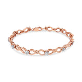 10 Karat Rose Gold 1/2 Carat Total Weight Diamond Cluster and Infinity Weave Link Karat Bracelet