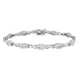 10 Karat White Gold 2.0 Carat Total Weight Round and Baguette-Cut Diamond X-Link Karat Tennis Bracelet