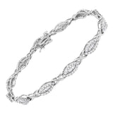 10 Karat White Gold 2.0 Carat Total Weight Round and Baguette-Cut Diamond X-Link Karat Tennis Bracelet