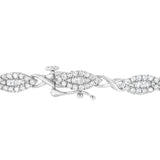 10 Karat White Gold 2.0 Carat Total Weight Round and Baguette-Cut Diamond X-Link Karat Tennis Bracelet