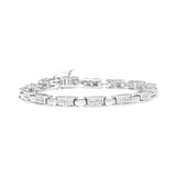 14K White Gold 2.0 Cttw Princess Cut Invisible Set Diamond Rectangular Link Bracelet (I-J Color, I1-I2 Clarity) - 7.25"