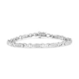 14K White Gold 1.0 Cttw Invisible-Set Princess Diamond Tennis Bracelet (H-I Color, SI1-SI2 Clarity) - 7"