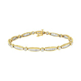 14K Yellow Gold 2.0 Cttw Round Brilliant-Cut & Baguette Cut Diamond Bezel and Tapered Link 7" Tennis Bracelet (H-I Color, SI2-I1 Clarity)