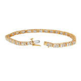 14K Yellow Gold Round and Baguette-Cut Diamond Bracelet (2.00 cttw, H-I Color, SI2-I1 Clarity)