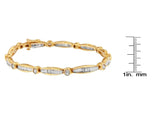 14K Yellow Gold Round and Baguette-Cut Diamond Bracelet (1.50 cttw, H-I Color, SI2-I1 Clarity)