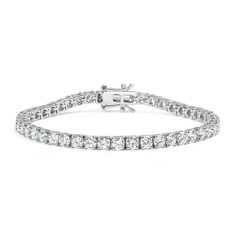 14K White Gold 4-Prong Set Lab Grown Round Diamond Classic Tennis Bracelet (F-G Color, VS1-VS2 Clarity) - 7.25