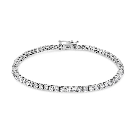 14K White Gold 4-Prong Set Lab Grown Round Diamond Classic Tennis Bracelet (F-G Color, VS1-VS2 Clarity) - 7.25