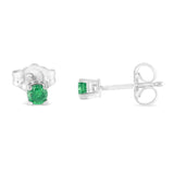 .925 Sterling Silver 1/4 Cttw Round Brilliant-Cut Green Diamond Classic 4-Prong Stud Earrings (Fancy Color-Enhanced, I2-I3 Clarity)