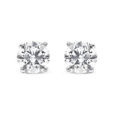 .925 Sterling Silver 1/2 Cttw Round Brilliant-Cut Diamond Classic 4-Prong Stud Earrings (I-J Color, I2-I3 Clarity)