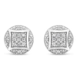 Sterling Silver Round Diamond Cluster Stud Earrings (0.35 cttw, H-I Color, I3 Clarity)