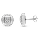 Sterling Silver Round Diamond Cluster Stud Earrings (0.35 cttw, H-I Color, I3 Clarity)