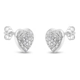 Sterling Silver Round Diamond Heart Stud Earrings (0.35 cttw, H-I Color, I3 Clarity)