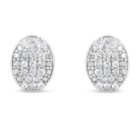 Sterling Silver Round Diamond Oval Cluster Earrings (1/2 cttw, I-J Color, I2-I3 Clarity)