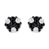 .925 Sterling Silver Cttw Round-Cut Trio Diamond Accent Stud Earrings (I-J Color, I3 Clarity)