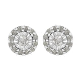 .925 Sterling Silver 1/2 cttw Miracle-Set Round Diamond Halo Stud Earrings (I-J Clarity, I3 Color)