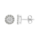 .925 Sterling Silver 1/2 cttw Miracle-Set Round Diamond Halo Stud Earrings (I-J Clarity, I3 Color)