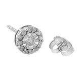 .925 Sterling Silver 1/2 cttw Miracle-Set Round Diamond Halo Stud Earrings (I-J Clarity, I3 Color)