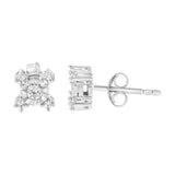 .925 Sterling Silver 1/4 Cttw Miracle Plate Set Round and Princess-Cut Diamond "X" Shaped Stud Earrings (I-J Color, I2-I3 Clarity)