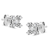 .925 Sterling Silver 1/4 Cttw Miracle Plate Set Round and Princess-Cut Diamond "X" Shaped Stud Earrings (I-J Color, I2-I3 Clarity)