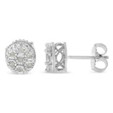 Sterling Silver Diamond Cluster Stud Earrings (0.15 cttw, I-J Color, I3 Clarity)